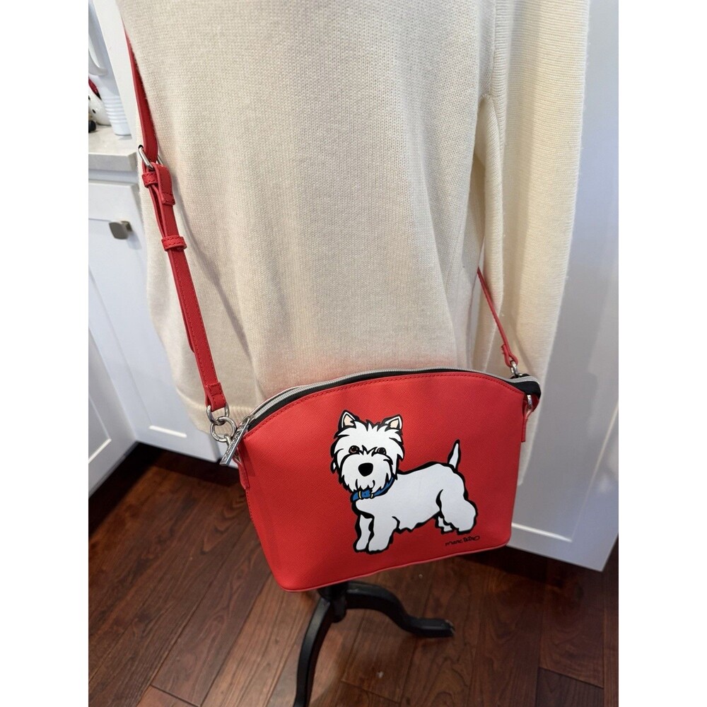 Marc Tetro Medium Red The West Highland White Terrier Crossbody Bag 11"x8"
